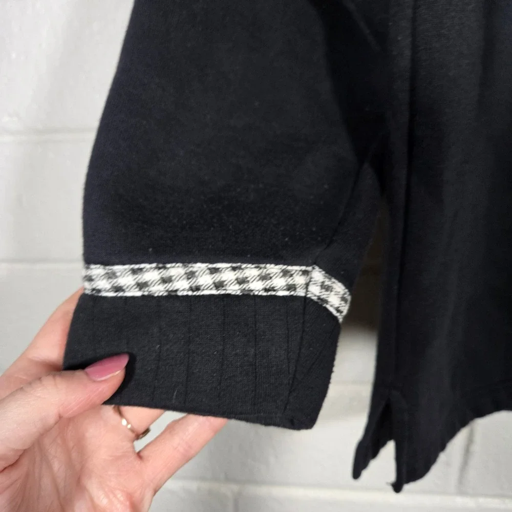 Vtg 90s 1/4 Zip Peter Pan Collar Gingham Granny Cottage Sweatshirt Medium‎ 10 12